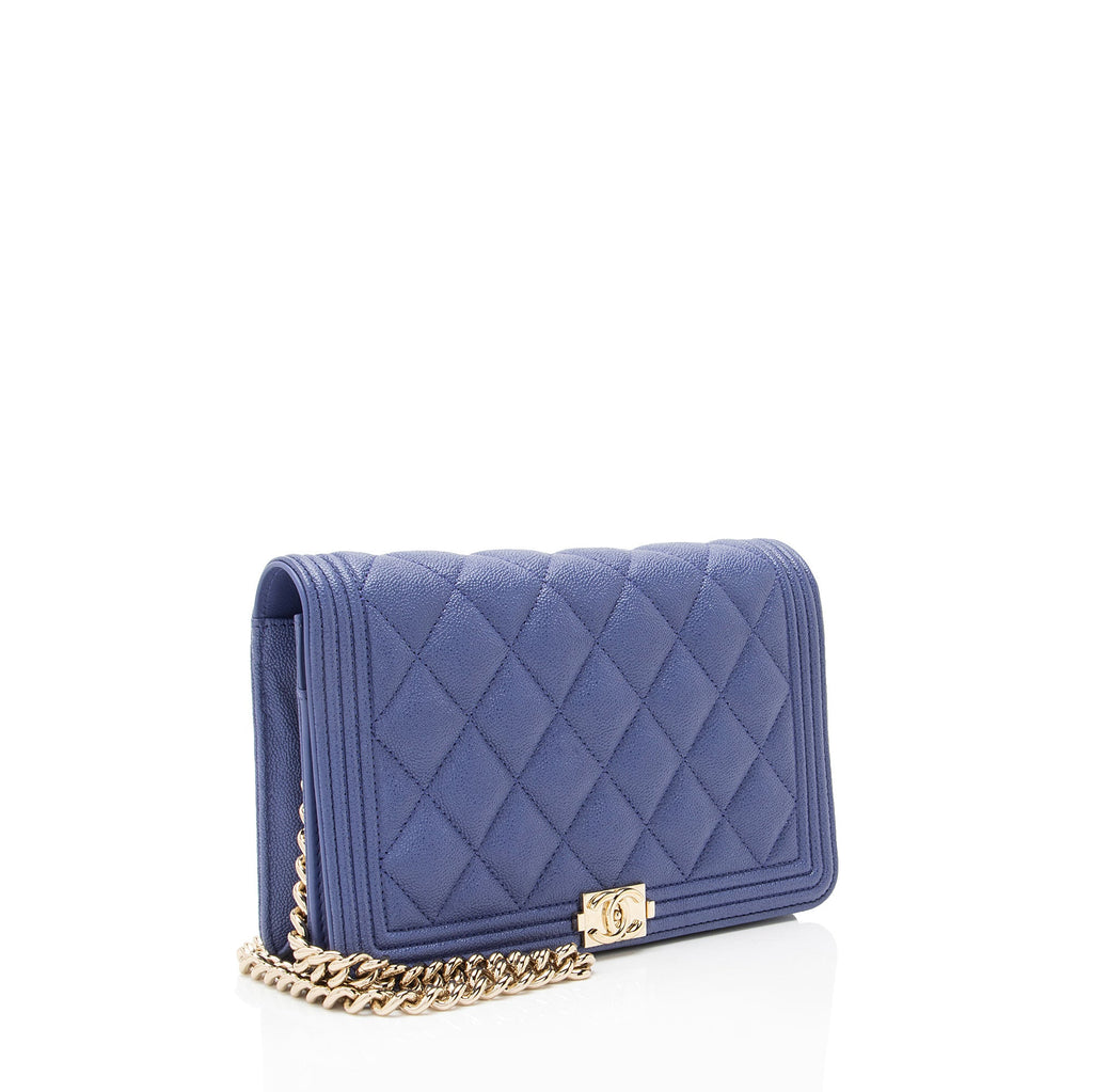 Chanel Caviar Leather Boy Wallet on Chain