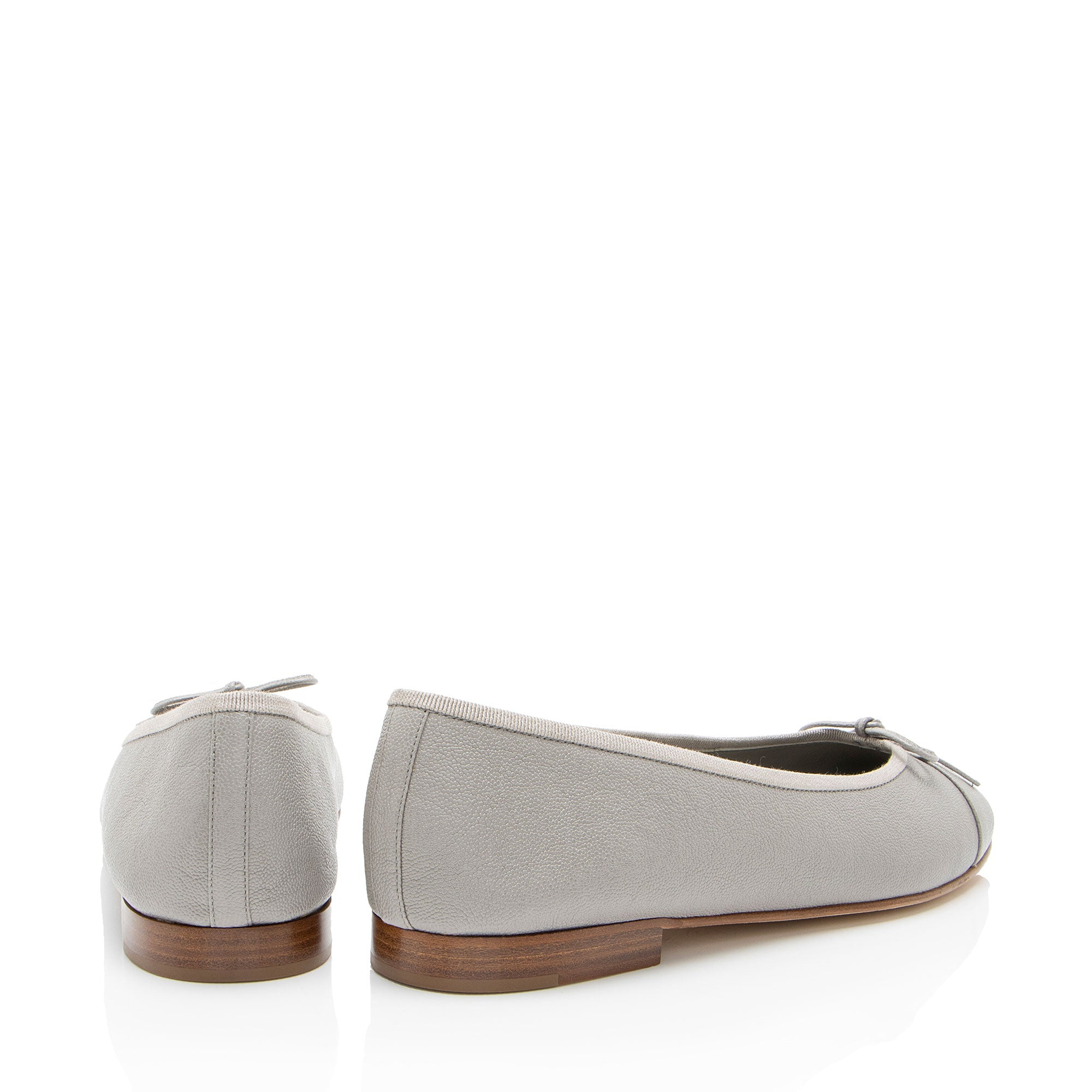 Chanel Caviar Leather CC Cap Toe Ballet Flats - Size 10 / 40