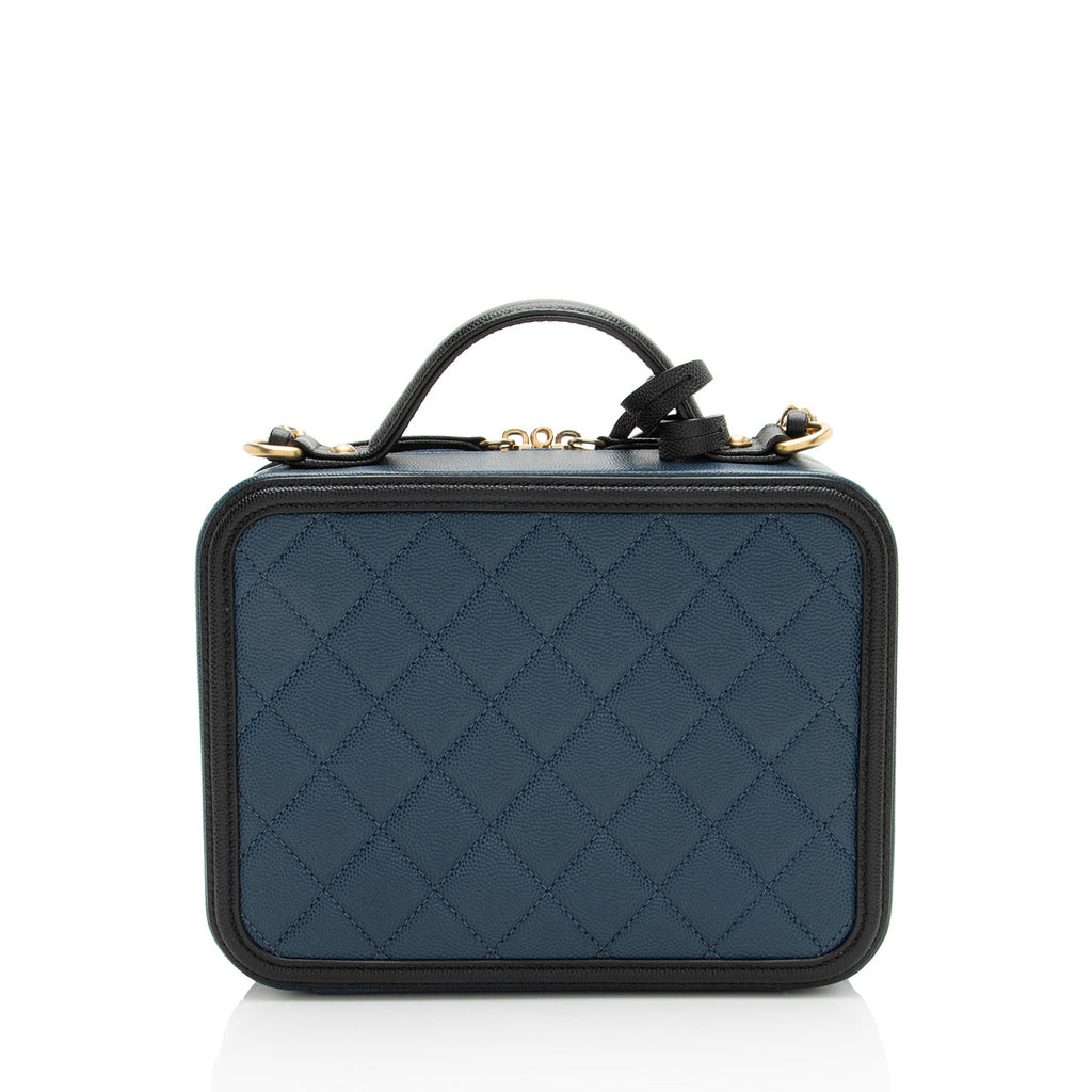 Chanel Caviar Leather CC Filigree Medium Vanity Case