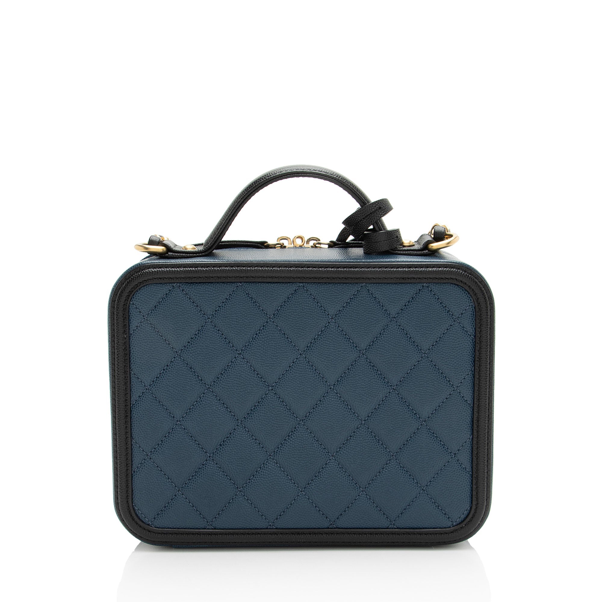 Chanel Caviar Leather CC Filigree Medium Vanity Case