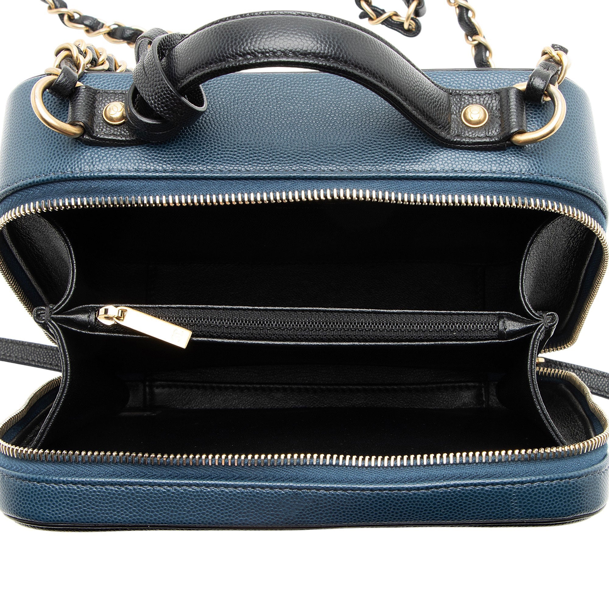 Chanel Caviar Leather CC Filigree Medium Vanity Case