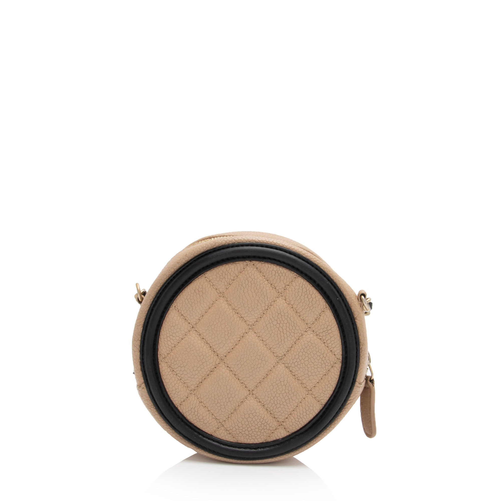 Chanel Caviar Leather CC Filigree Round Clutch with Chain - FINAL SALE (SHF-eQCfuj)
