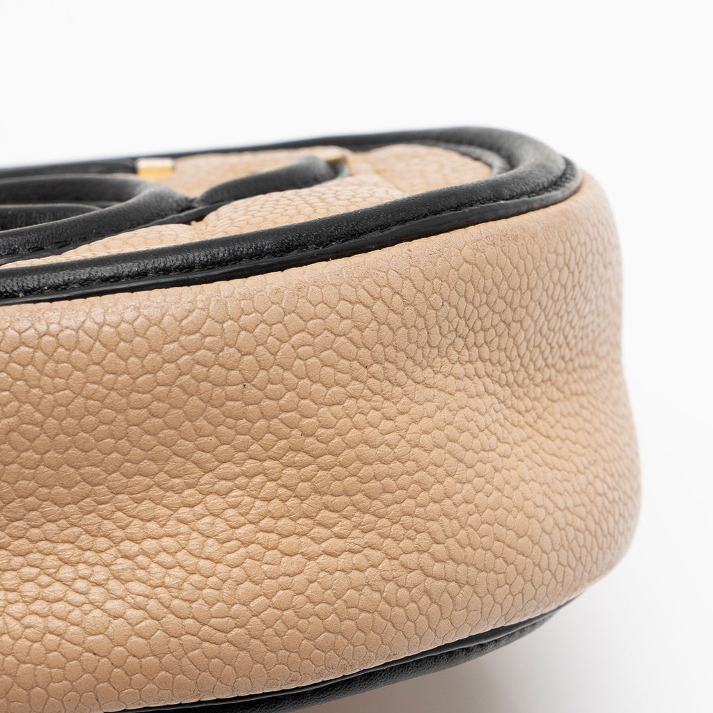 Chanel Caviar Leather CC Filigree Round Clutch with Chain - FINAL SALE (SHF-eQCfuj)