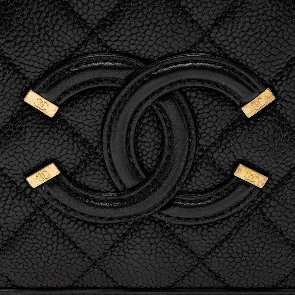 Chanel Caviar Leather CC Filigree Small Vanity Case (SHF-0Nks5y)