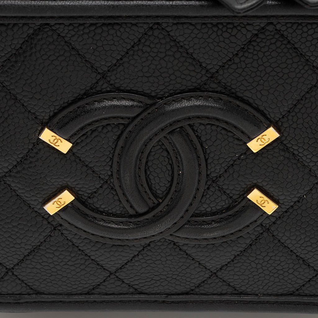 Chanel Caviar Leather CC Filigree Small Vanity Case (SHF-cBEpCt)