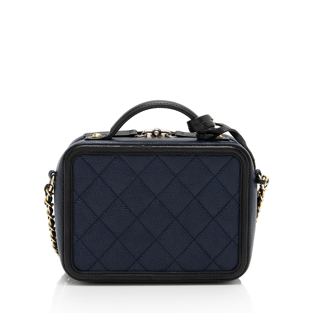 Chanel Caviar Leather CC Filigree Small Vanity Case (SHF-v02lq3)