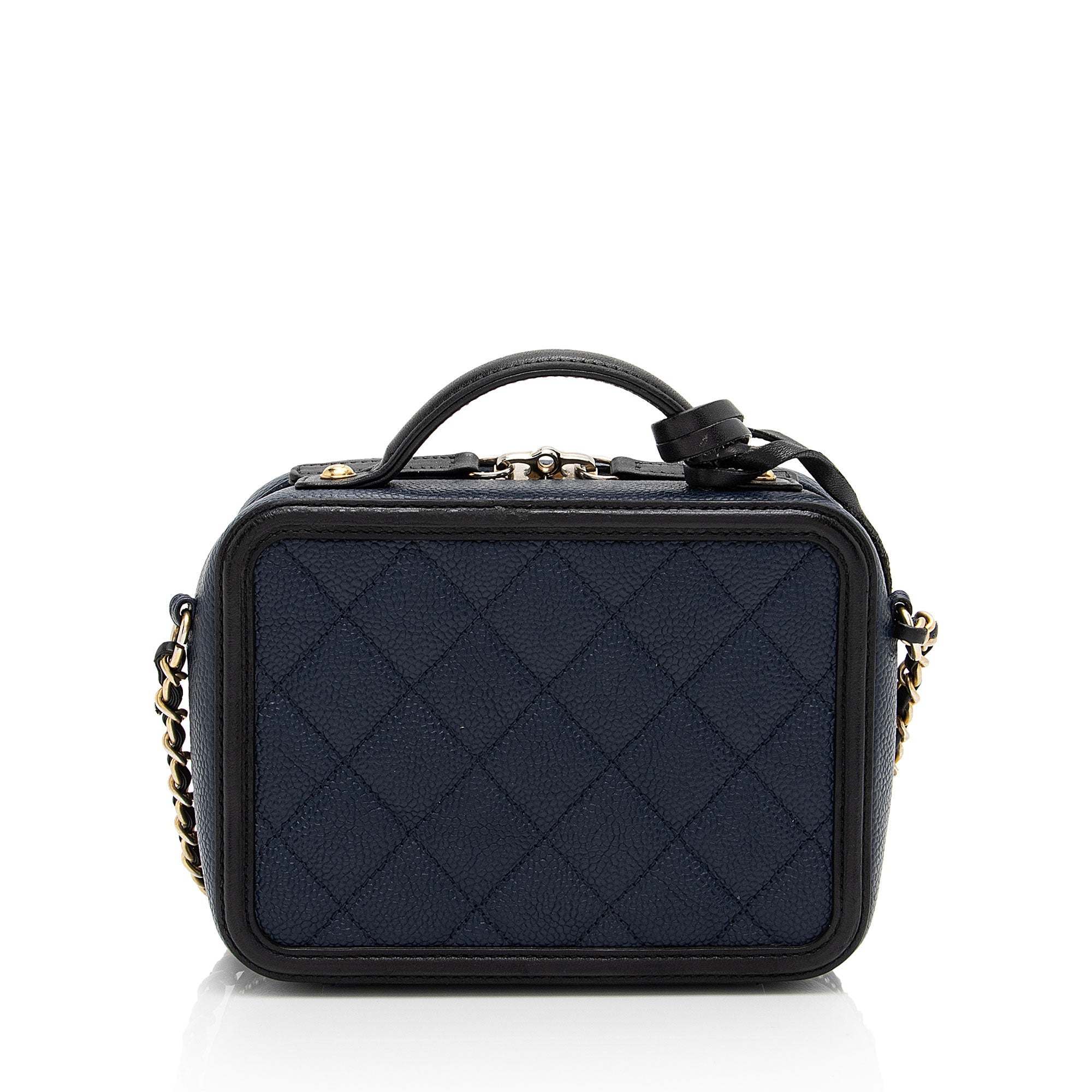 Chanel Caviar Leather CC Filigree Small Vanity Case (SHF-v02lq3)