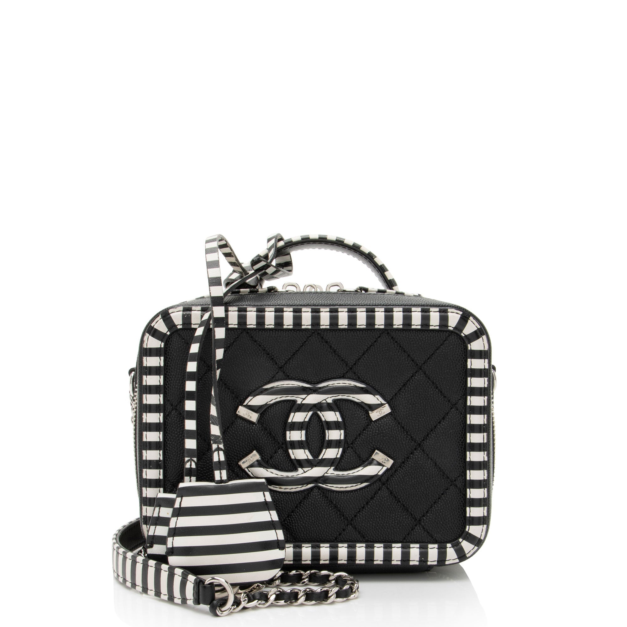 Chanel Caviar Leather CC Filigree Small Vanity Case
