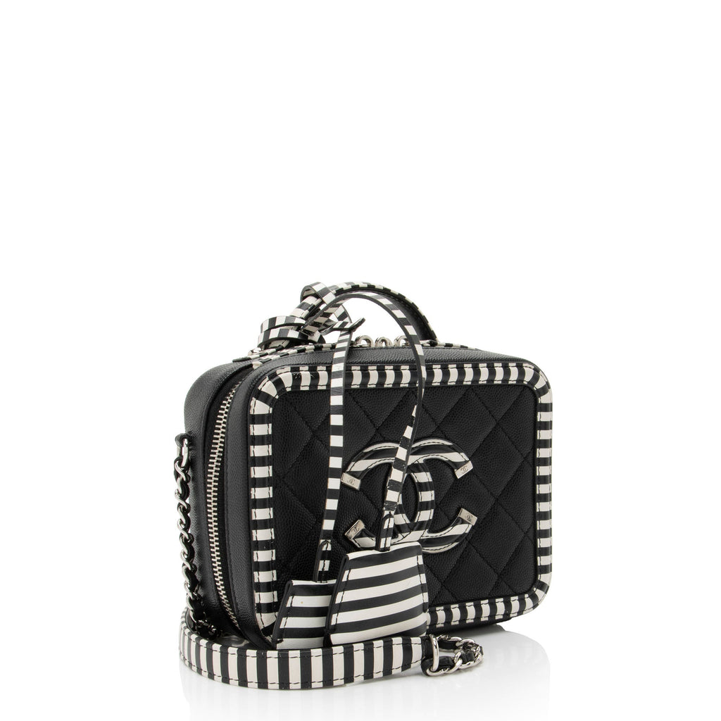 Chanel Caviar Leather CC Filigree Small Vanity Case