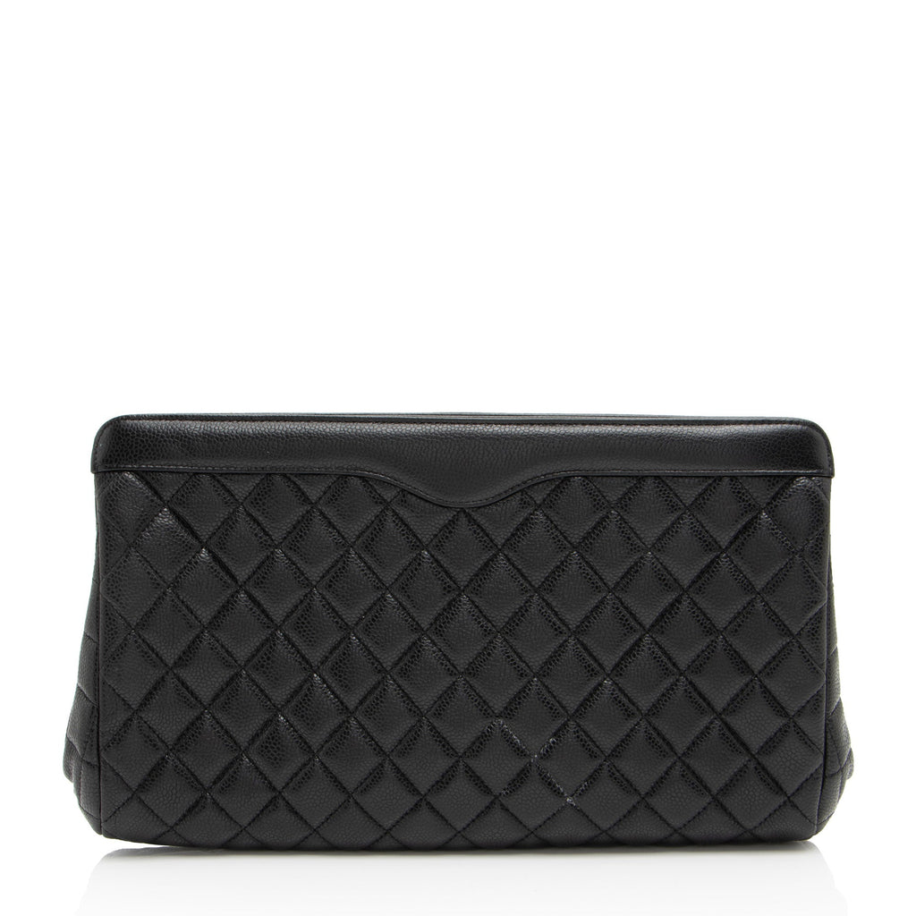 Chanel Caviar Leather CC Frame Clutch (SHF-sS7xNc)