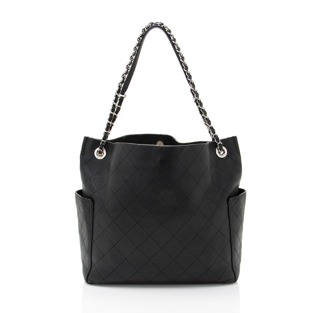 Chanel Caviar Leather CC Medium Pocket Hobo