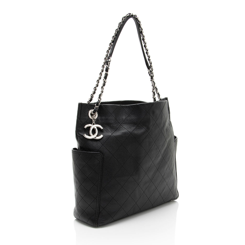 Chanel Caviar Leather CC Medium Pocket Hobo