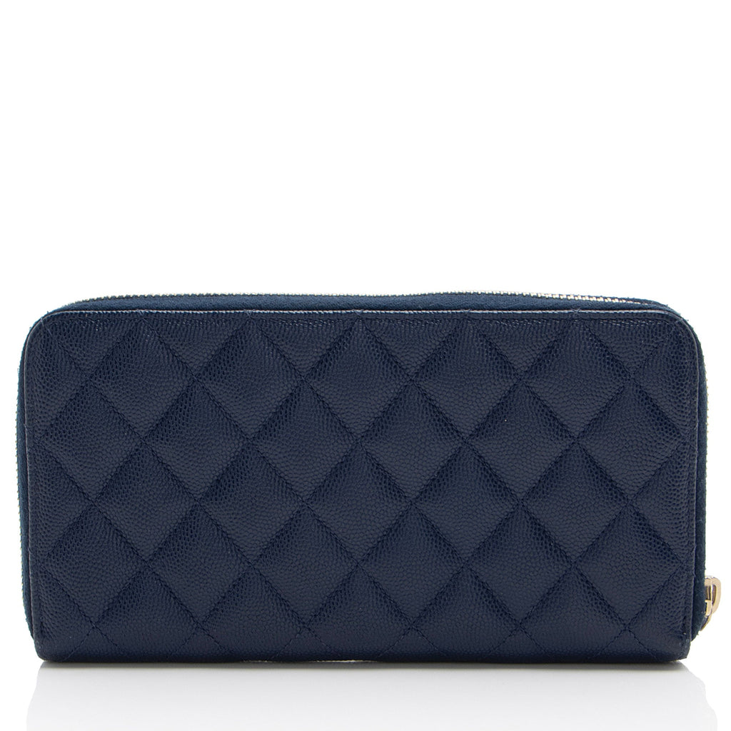 Chanel Caviar Leather CC Zip Around Wallet (SHF-dr4Upy)