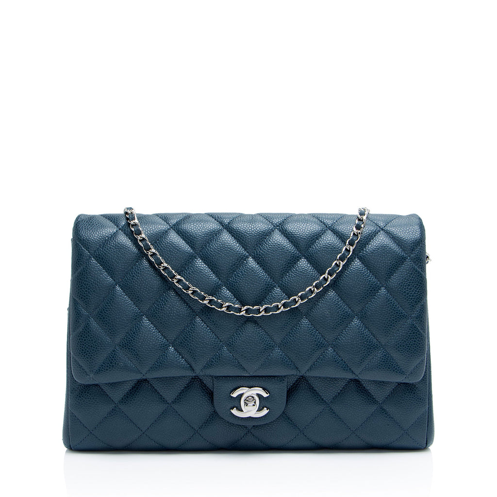 Chanel Caviar Leather Classic Chain Flap Clutch