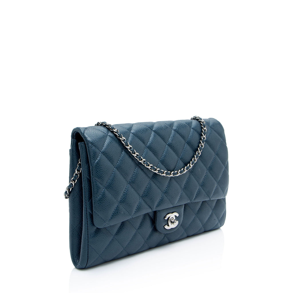 Chanel Caviar Leather Classic Chain Flap Clutch
