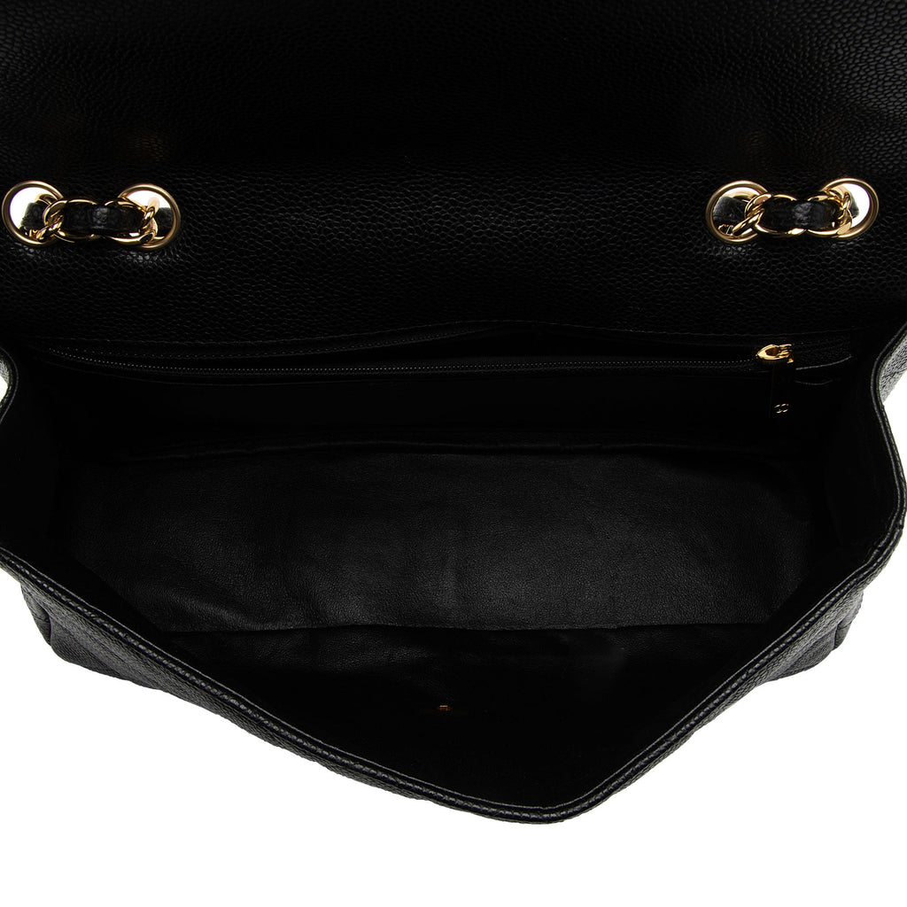Chanel Caviar Leather Classic Jumbo Single Flap Bag (SHF-aj9aYt)