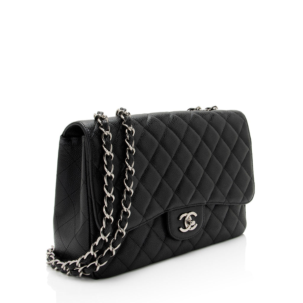 Chanel Caviar Leather Classic Jumbo Single Flap Bag (SHF-LHfnsx)