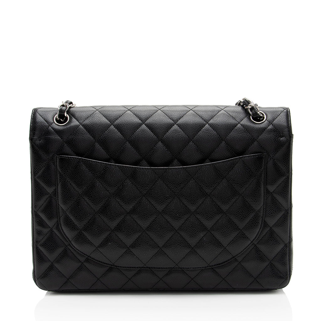 Chanel Caviar Leather Classic Maxi Double Flap Bag (SHF-v8U2qf)