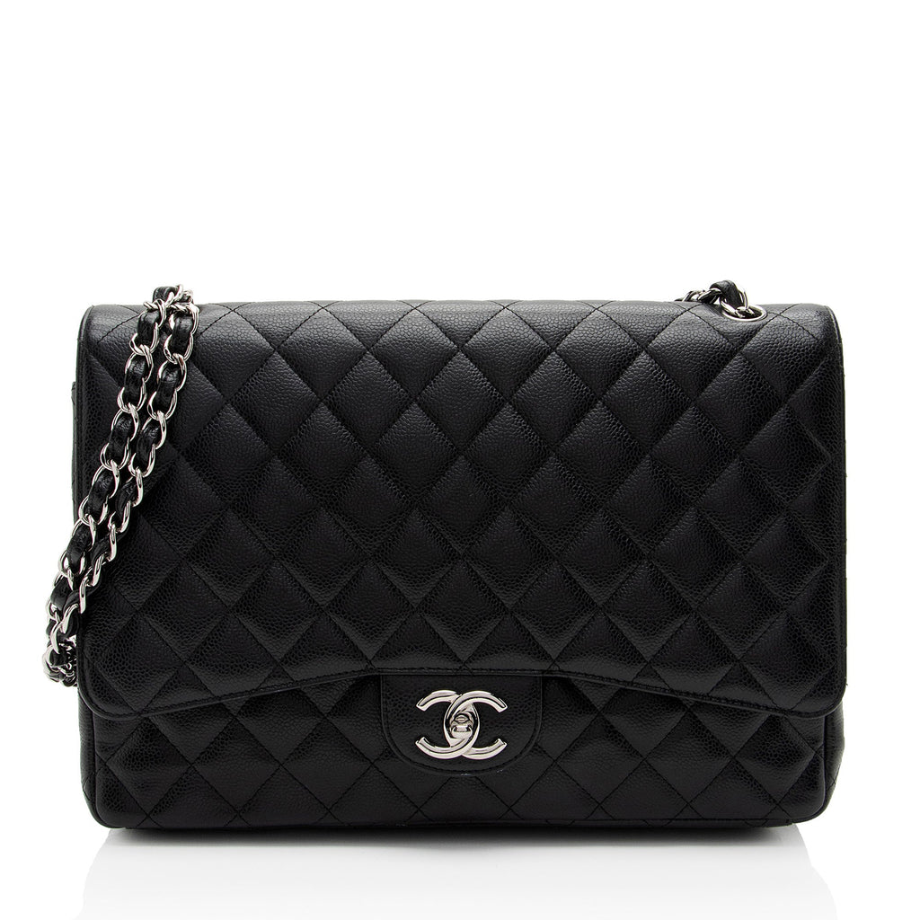 Chanel Caviar Leather Classic Maxi Double Flap Bag (SHF-v8U2qf)