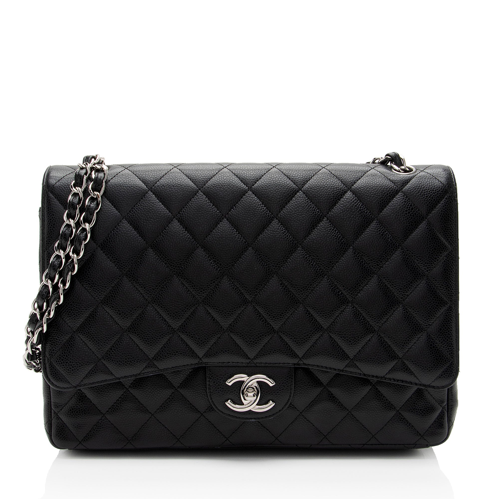 Chanel Caviar Leather Classic Maxi Double Flap Bag (SHF-v8U2qf)