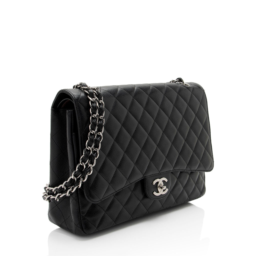 Chanel Caviar Leather Classic Maxi Double Flap Bag (SHF-v8U2qf)