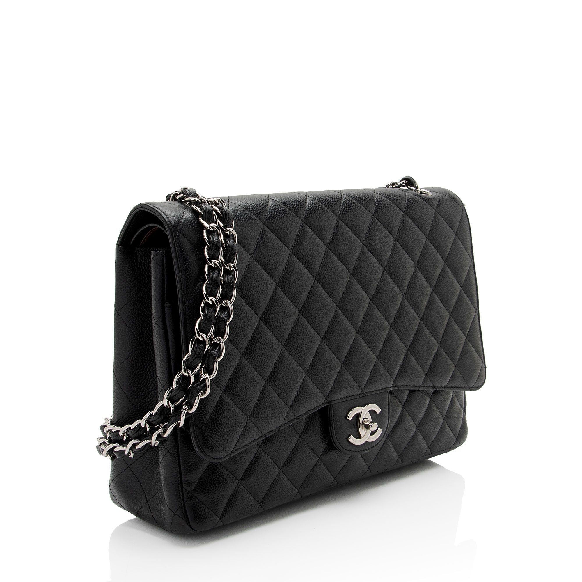 Chanel Caviar Leather Classic Maxi Double Flap Bag (SHF-v8U2qf)