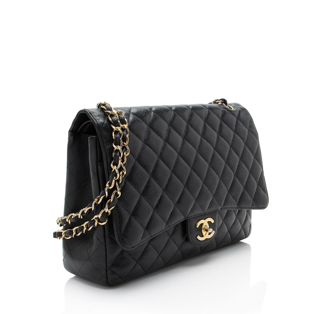 Chanel Caviar Leather Classic Maxi Double Flap Bag