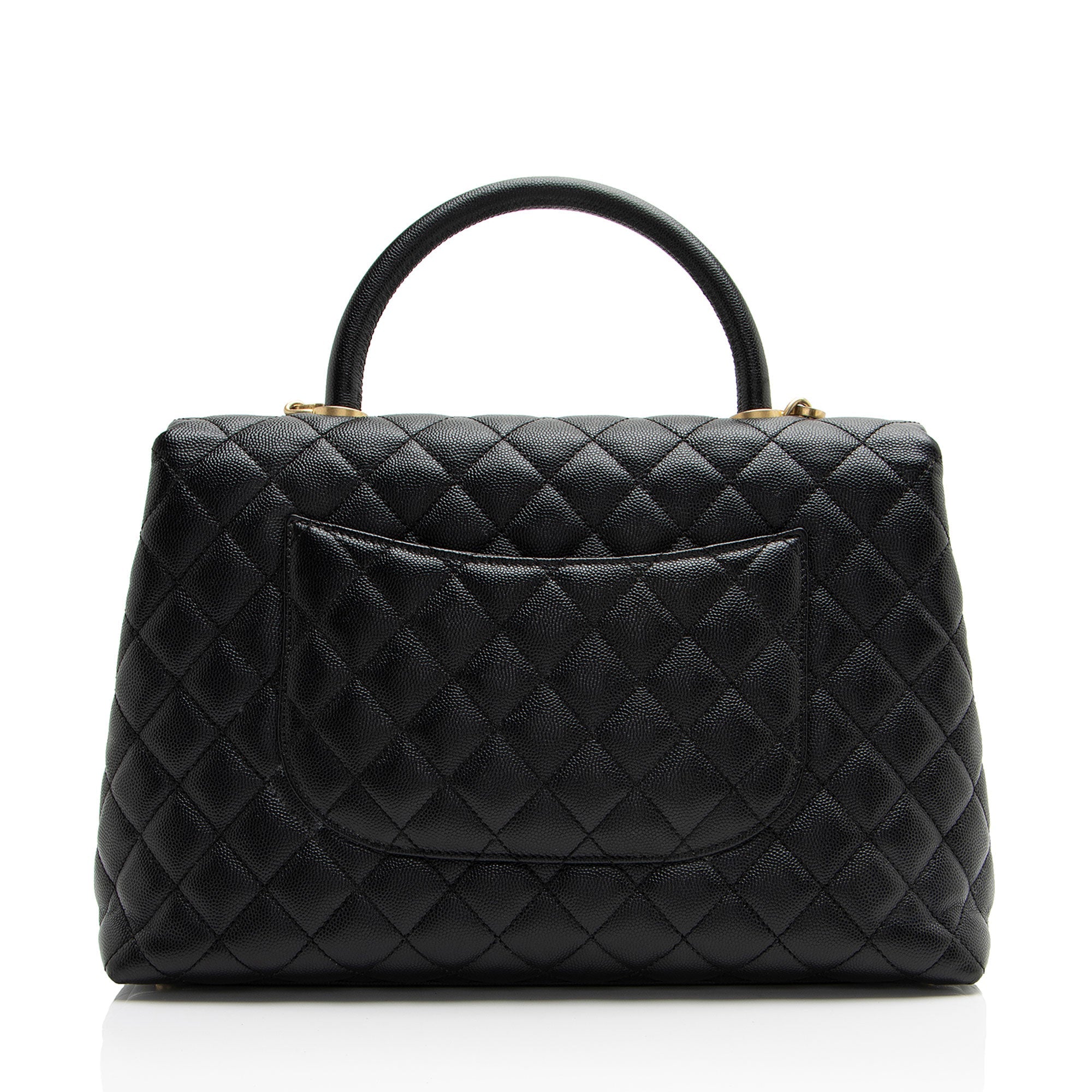 Chanel Caviar Leather Coco Top Handle Medium Flap Bag