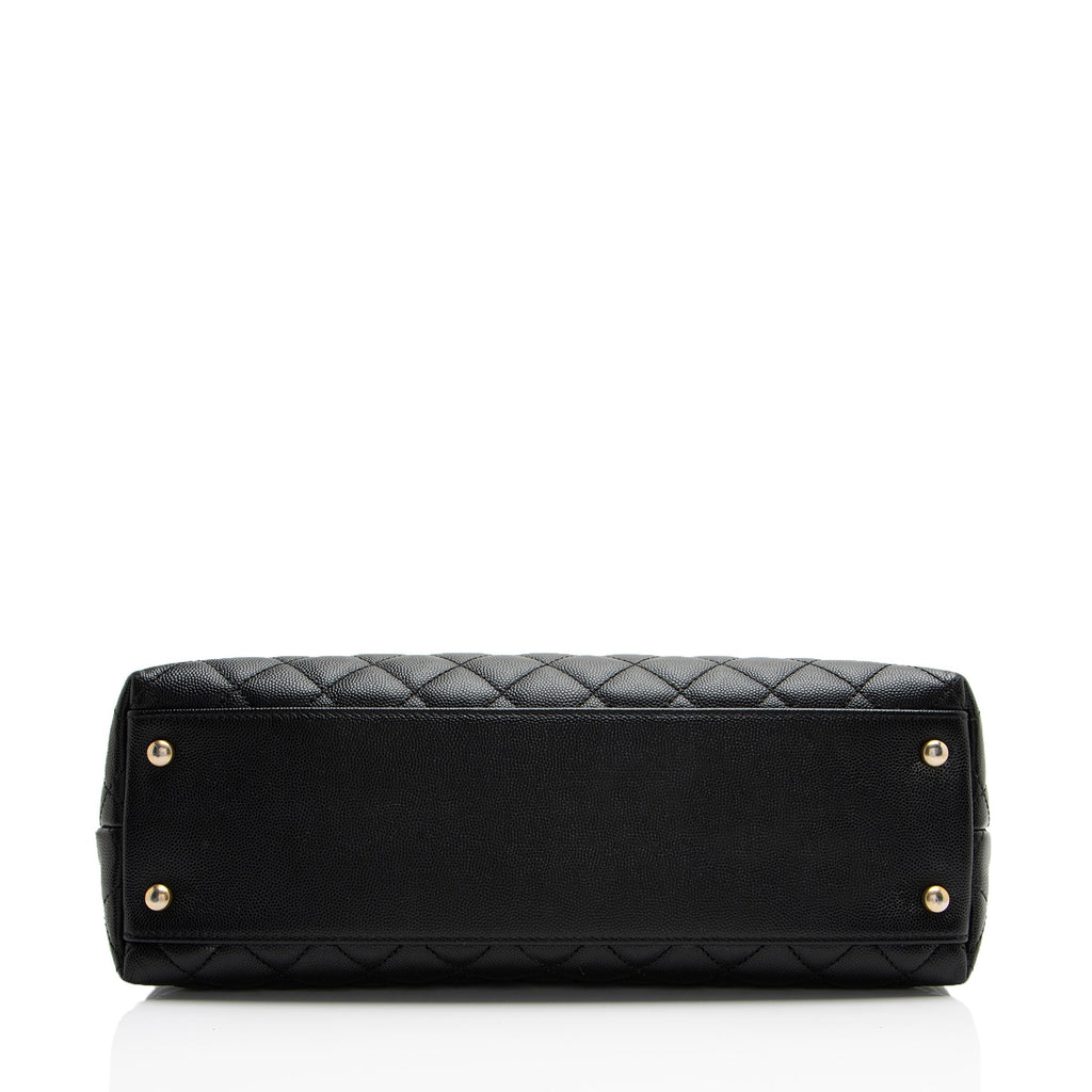 Chanel Caviar Leather Coco Top Handle Medium Flap Bag