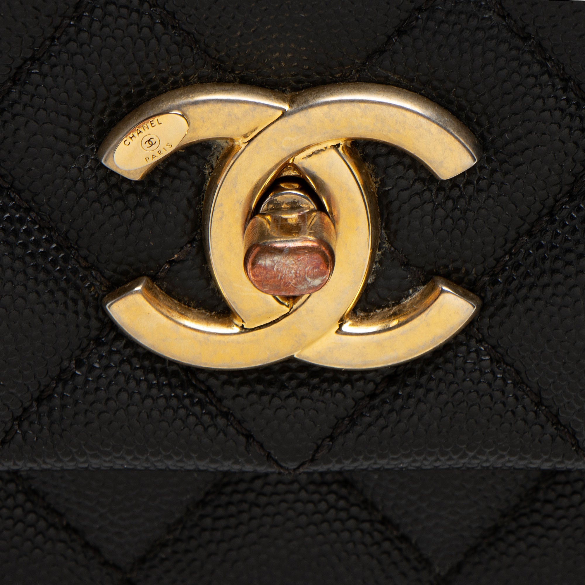 Chanel Caviar Leather Coco Top Handle Medium Flap Bag