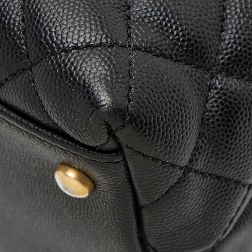 Chanel Caviar Leather Coco Top Handle Medium Flap Bag