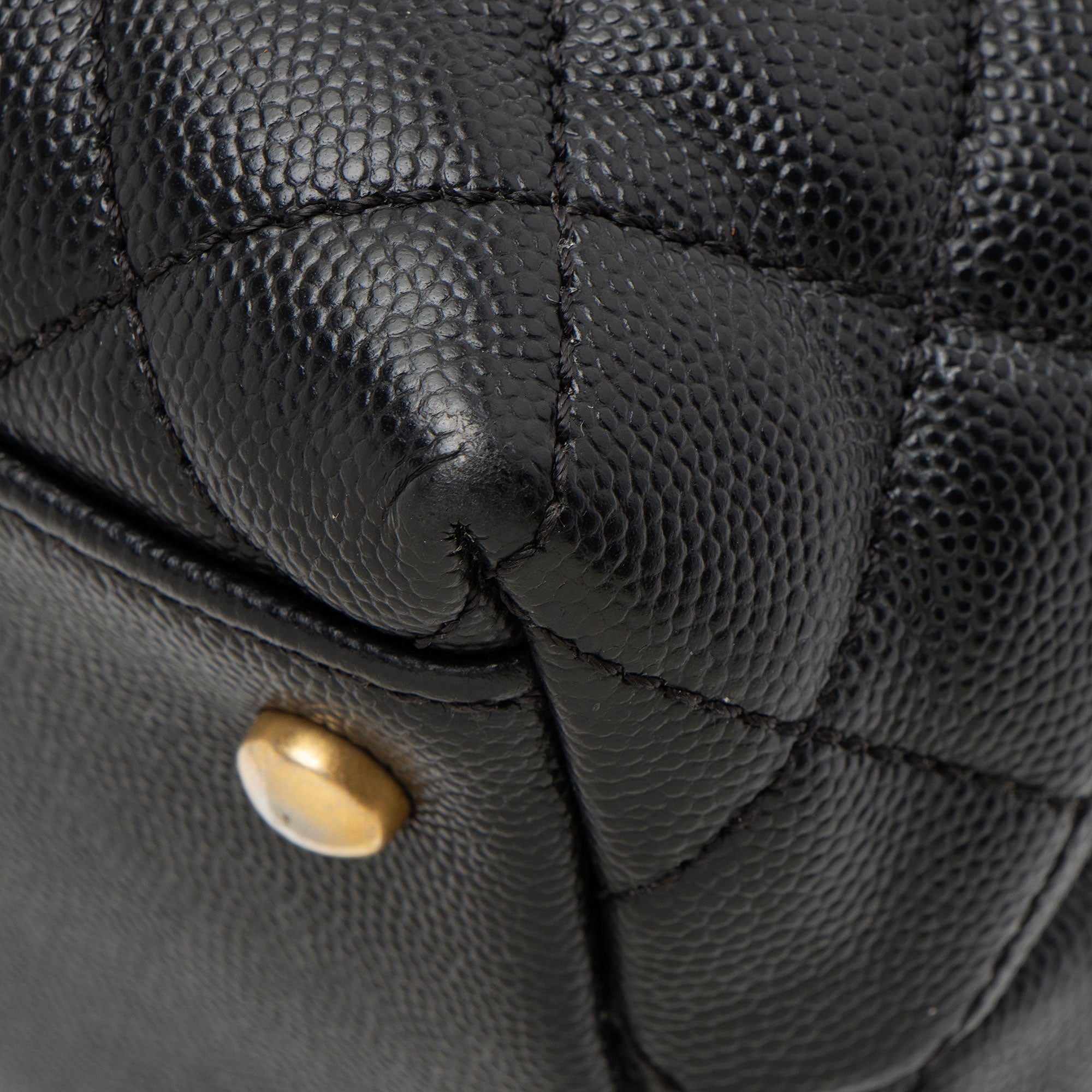 Chanel Caviar Leather Coco Top Handle Medium Flap Bag