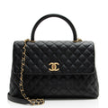 Chanel Caviar Leather Coco Top Handle Medium Flap Bag