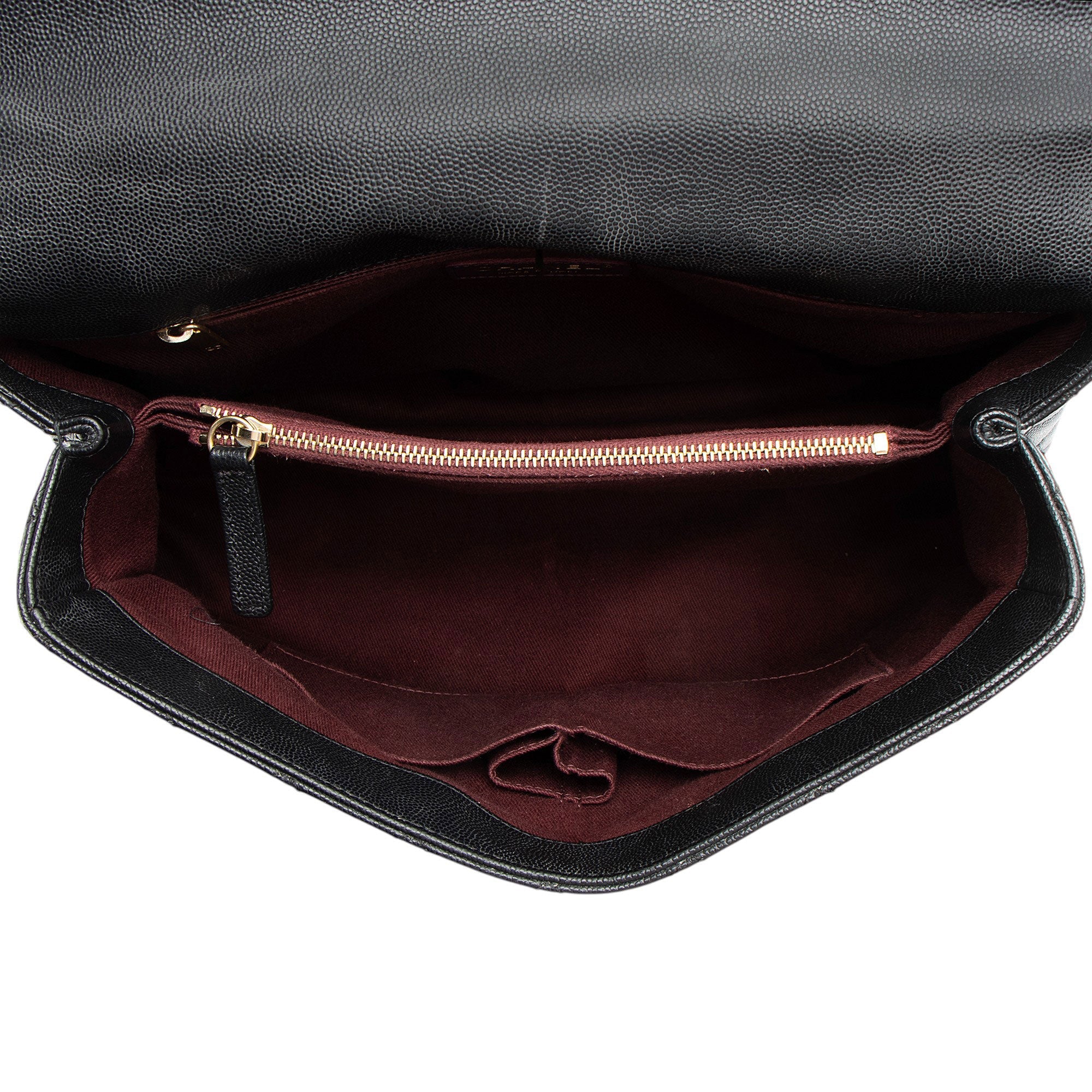 Chanel Caviar Leather Coco Top Handle Medium Flap Bag