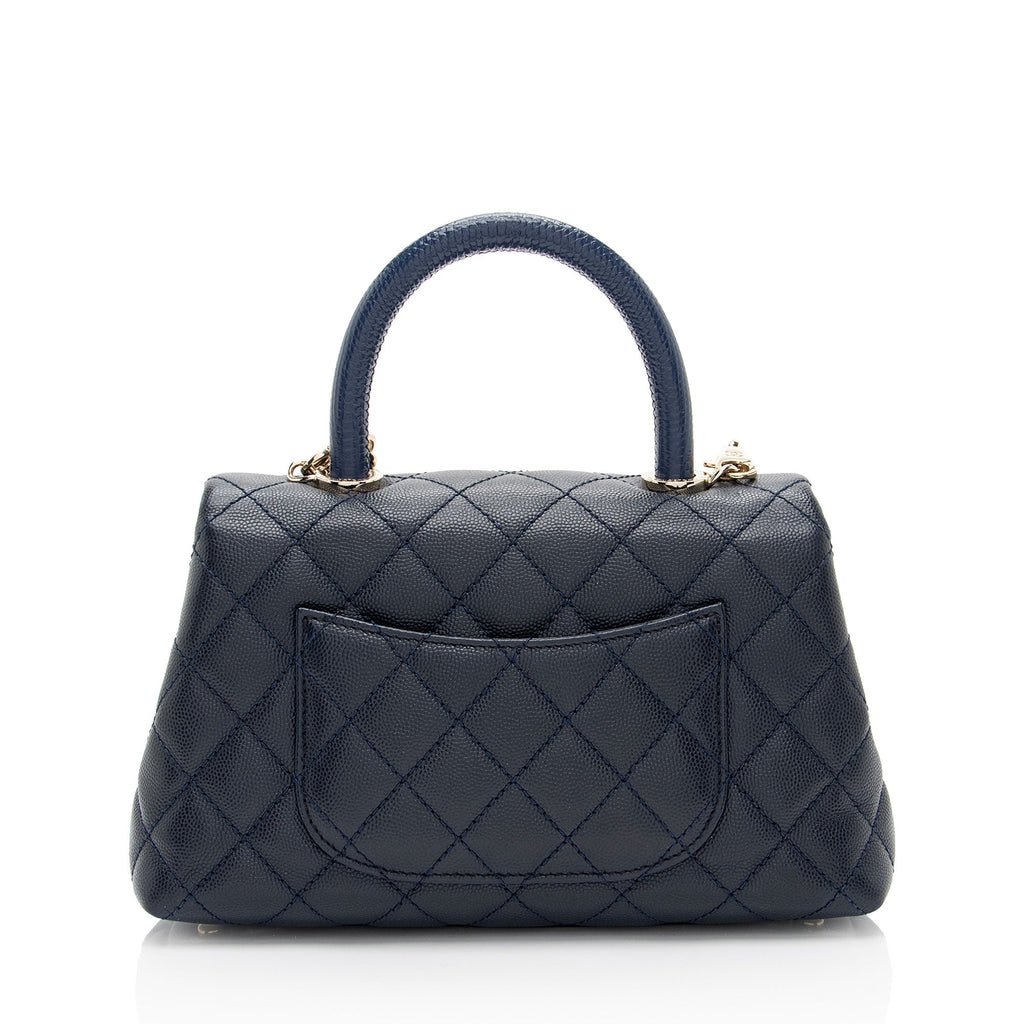Chanel Caviar Leather Coco Top Handle Mini Flap Bag