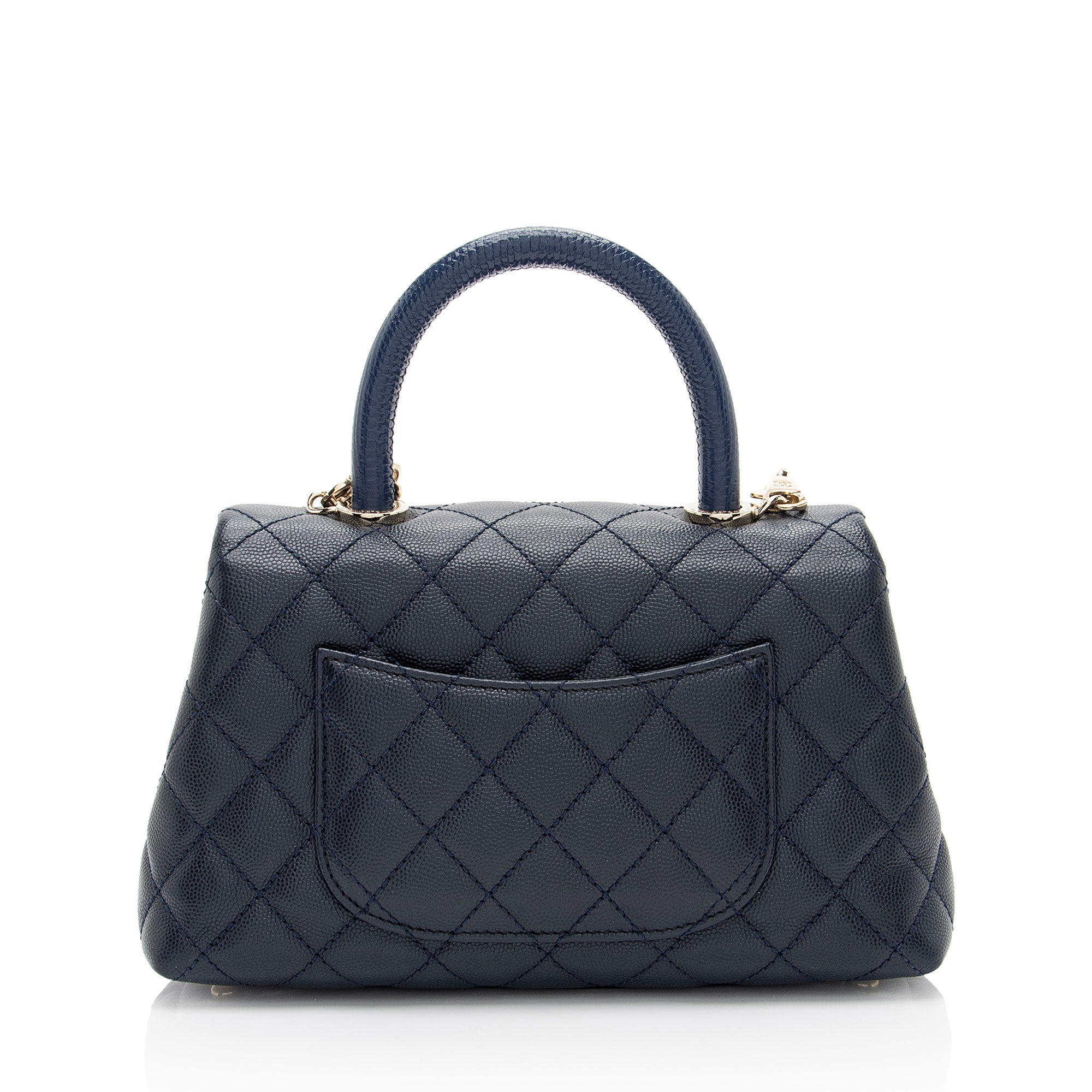 Chanel Caviar Leather Coco Top Handle Mini Flap Bag