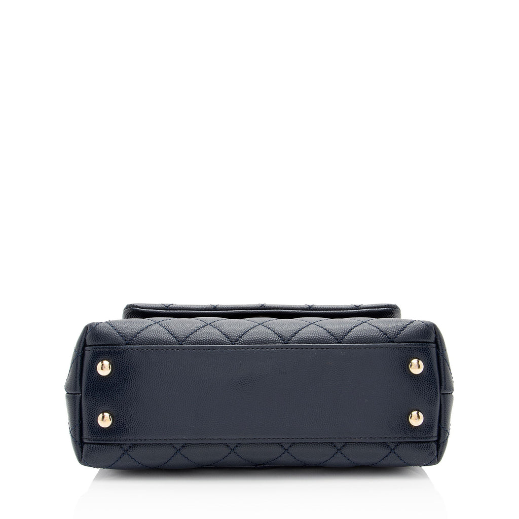 Chanel Caviar Leather Coco Top Handle Mini Flap Bag