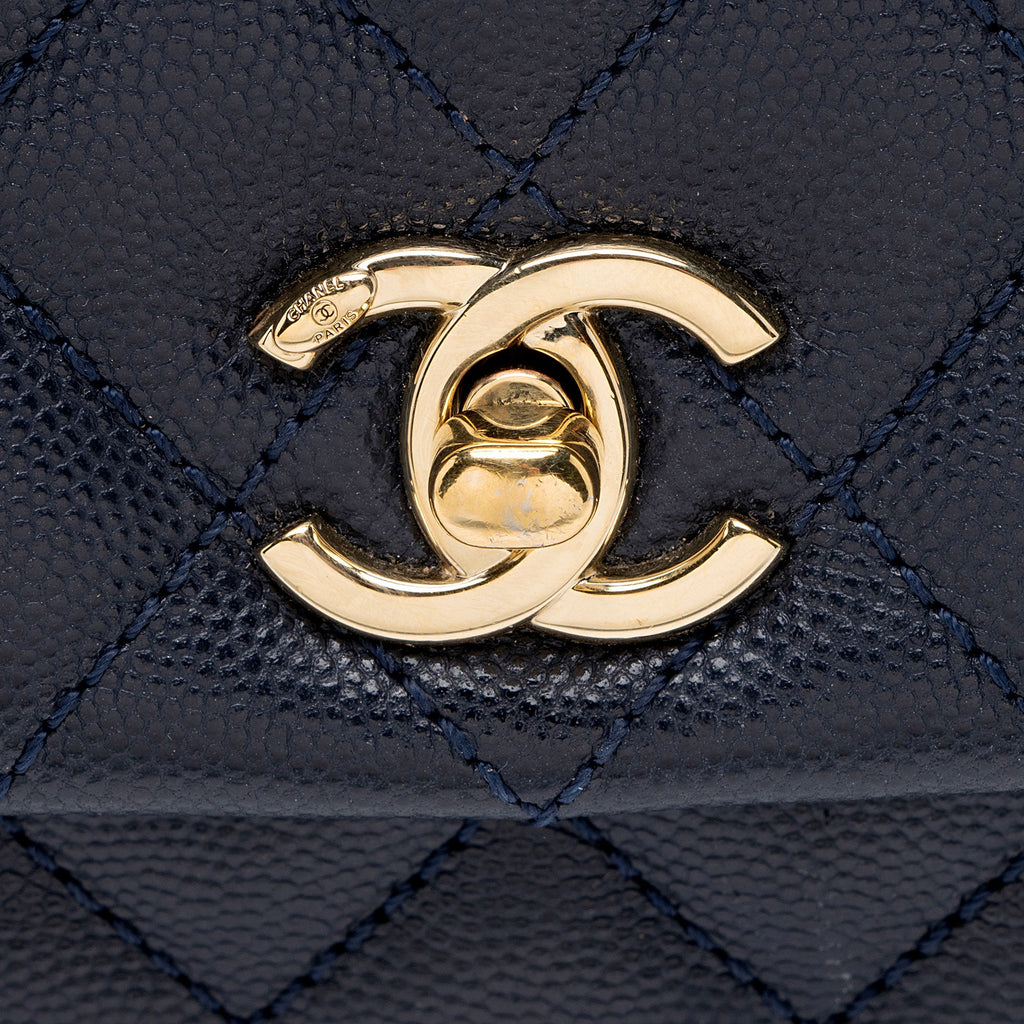 Chanel Caviar Leather Coco Top Handle Mini Flap Bag