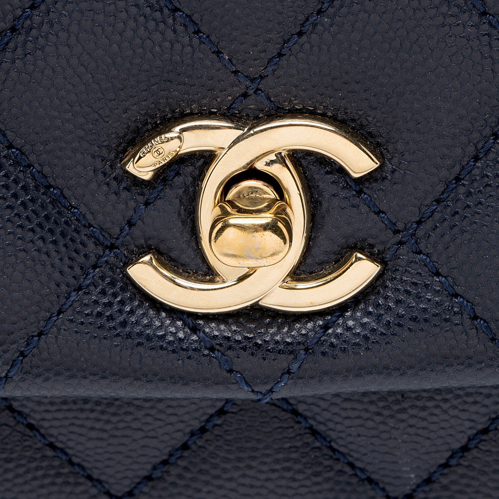Chanel Caviar Leather Coco Top Handle Mini Flap Bag