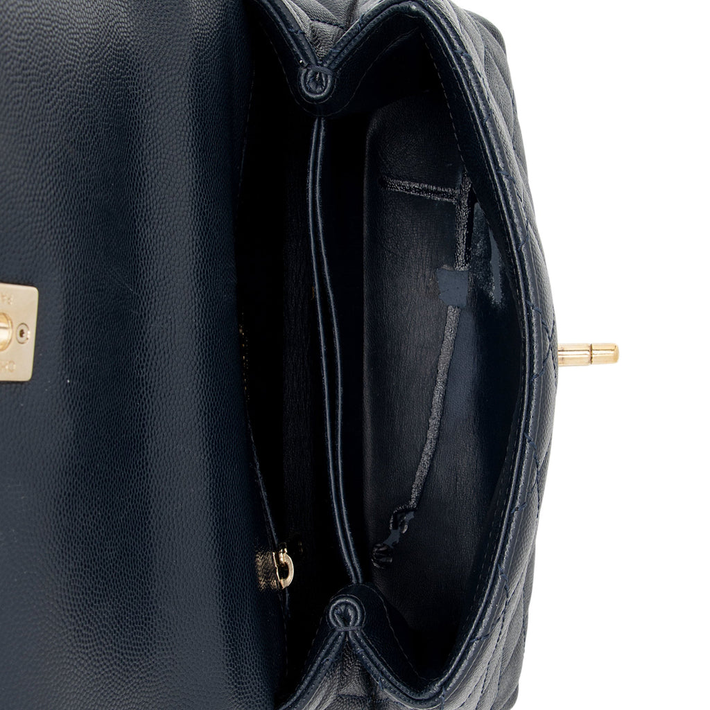 Chanel Caviar Leather Coco Top Handle Mini Flap Bag
