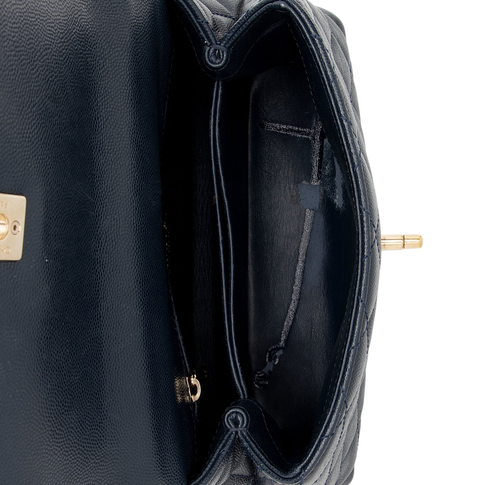 Chanel Caviar Leather Coco Top Handle Mini Flap Bag