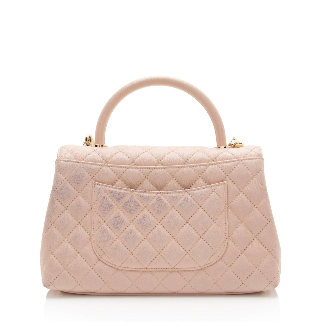 Chanel Caviar Leather Coco Top Handle Small Flap Bag