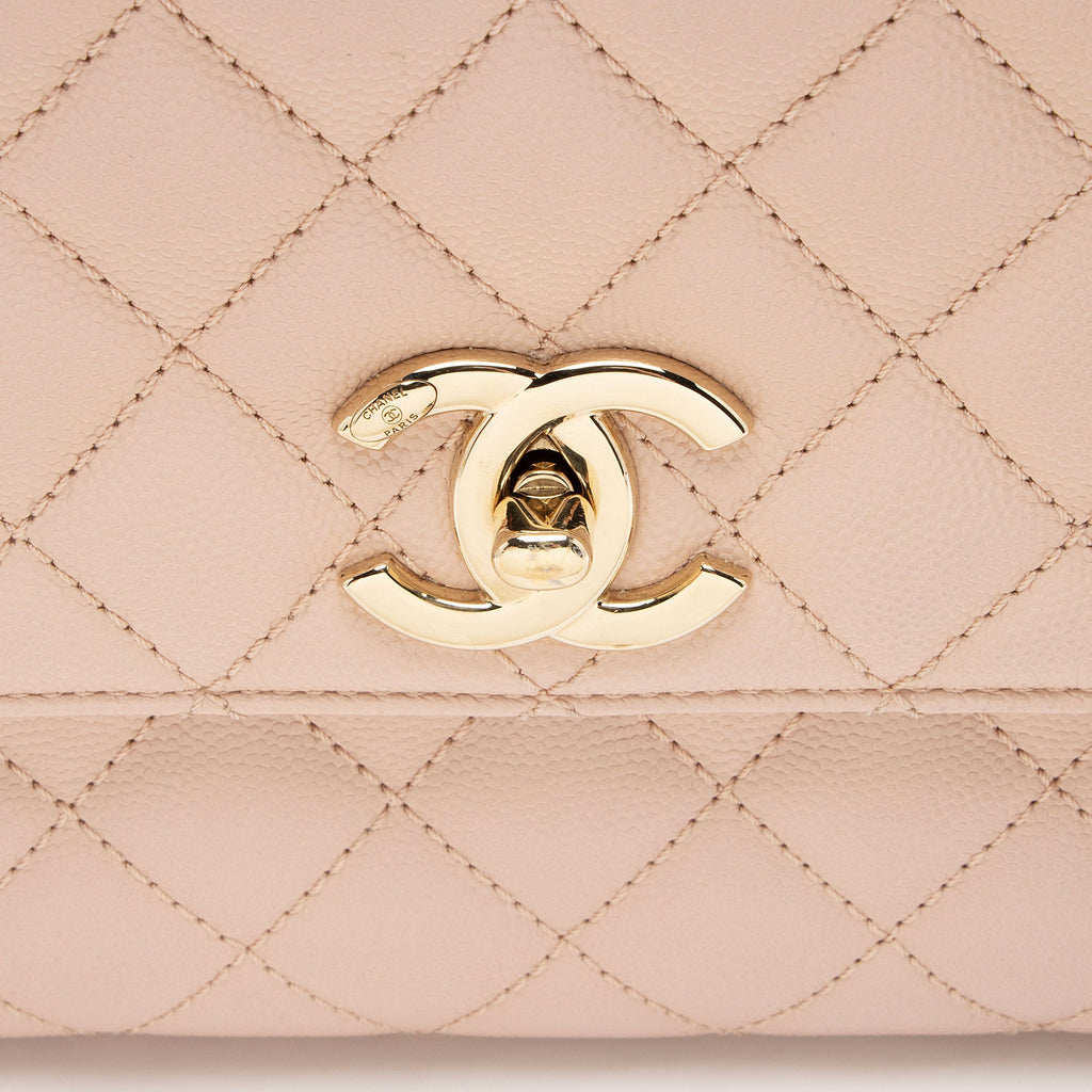 Chanel Caviar Leather Coco Top Handle Small Flap Bag