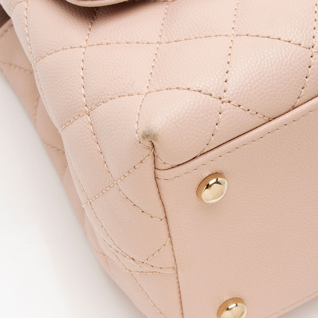 Chanel Caviar Leather Coco Top Handle Small Flap Bag