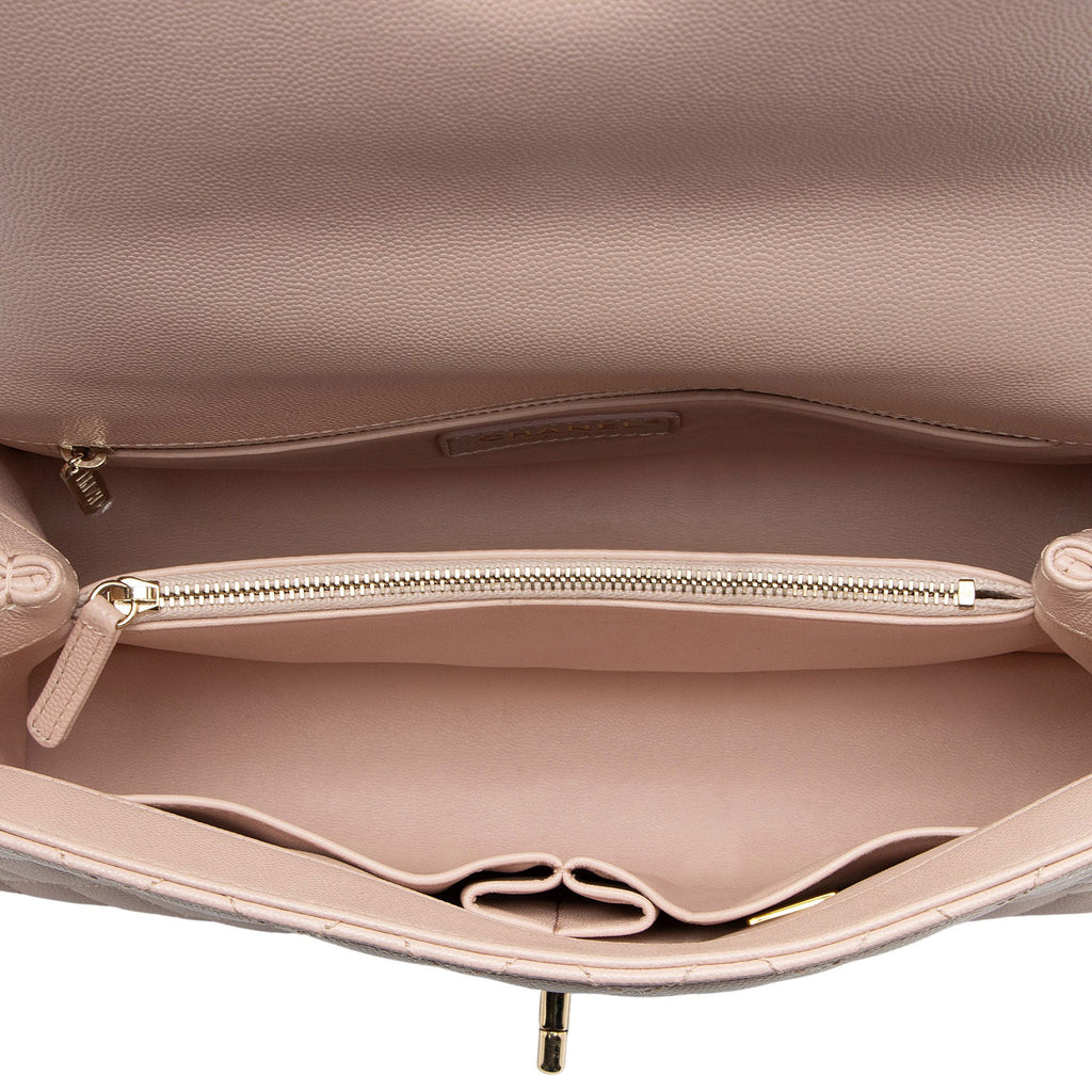 Chanel Caviar Leather Coco Top Handle Small Flap Bag