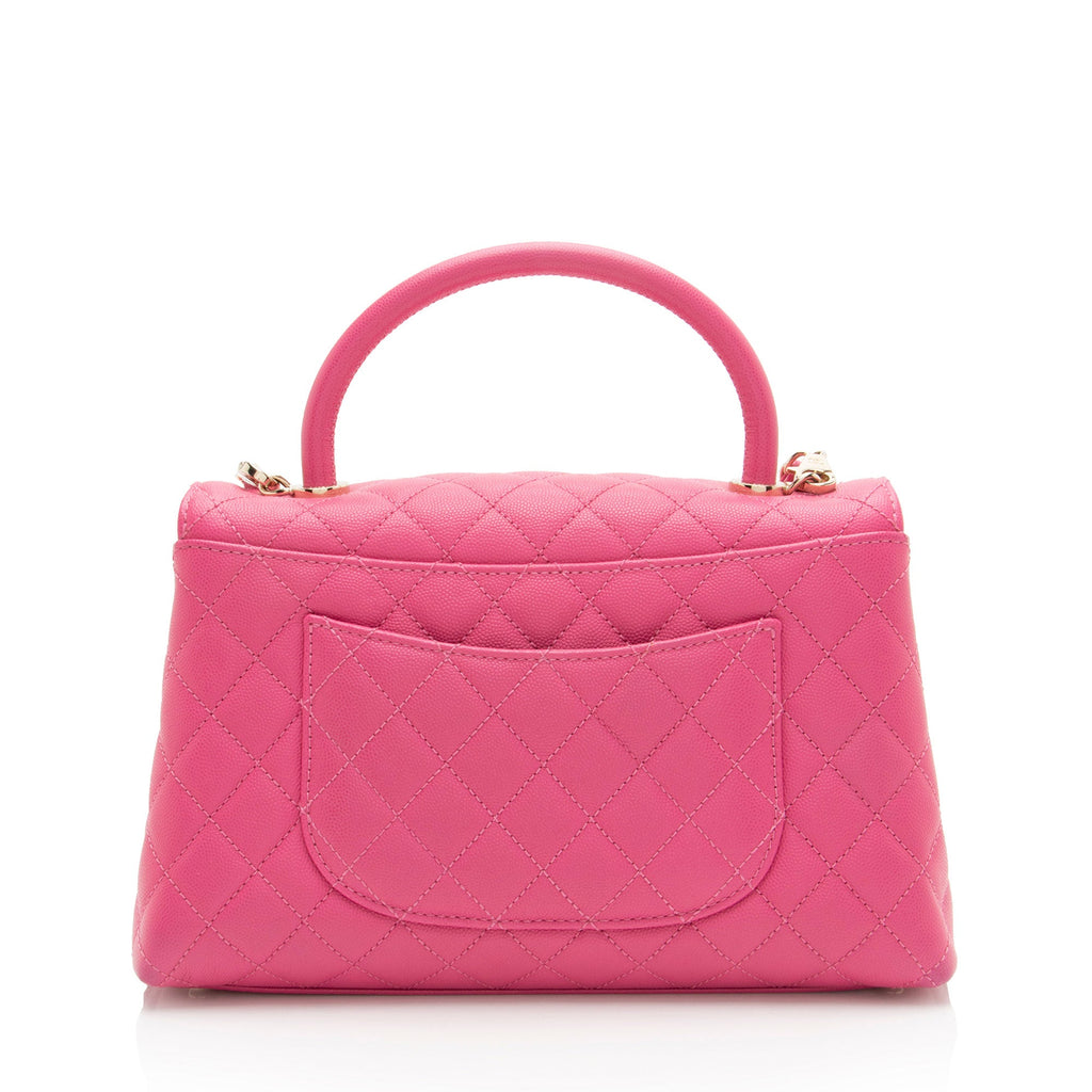 Chanel Caviar Leather Coco Top Handle Small Flap Bag