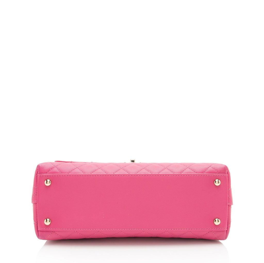 Chanel Caviar Leather Coco Top Handle Small Flap Bag