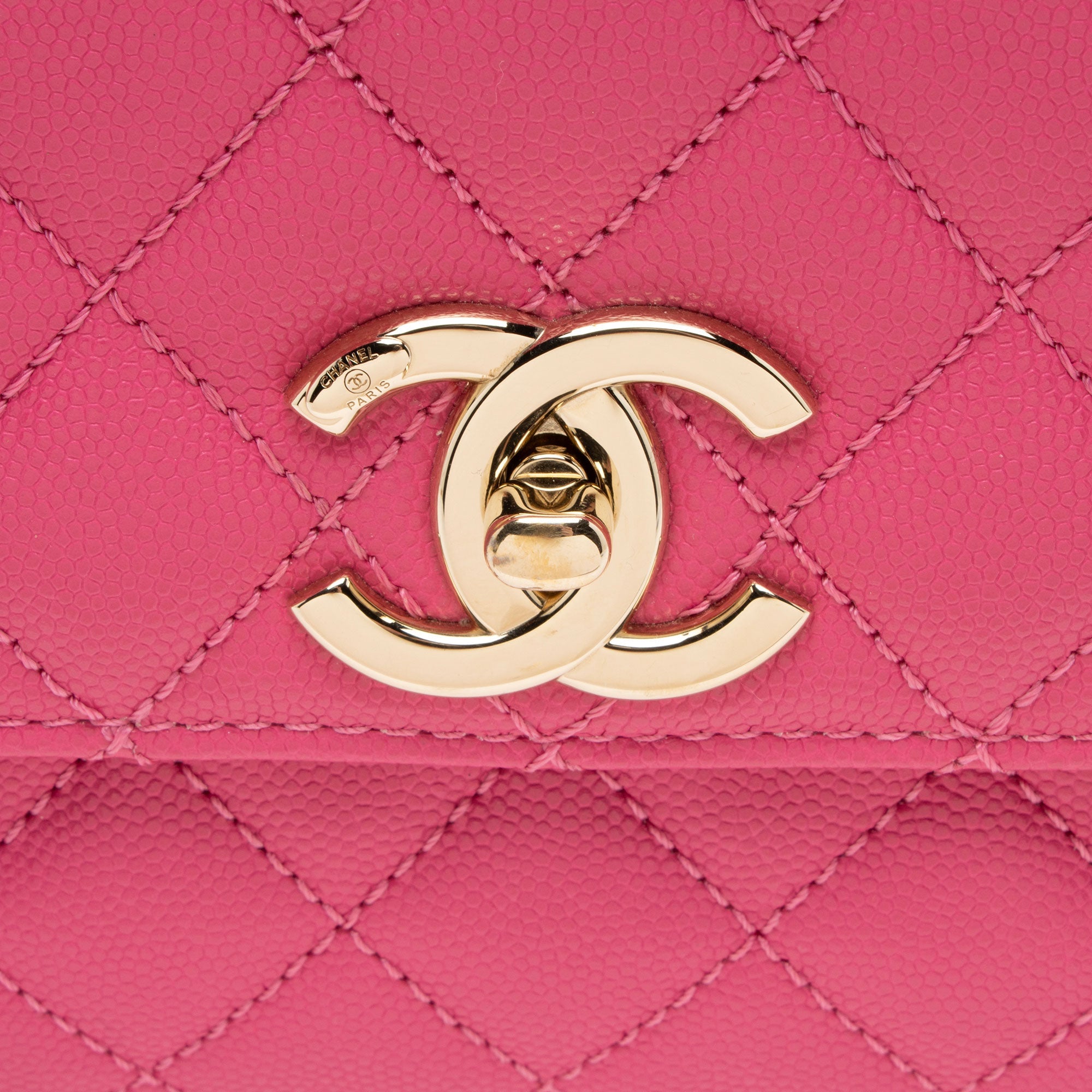 Chanel Caviar Leather Coco Top Handle Small Flap Bag