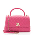 Chanel Caviar Leather Coco Top Handle Small Flap Bag