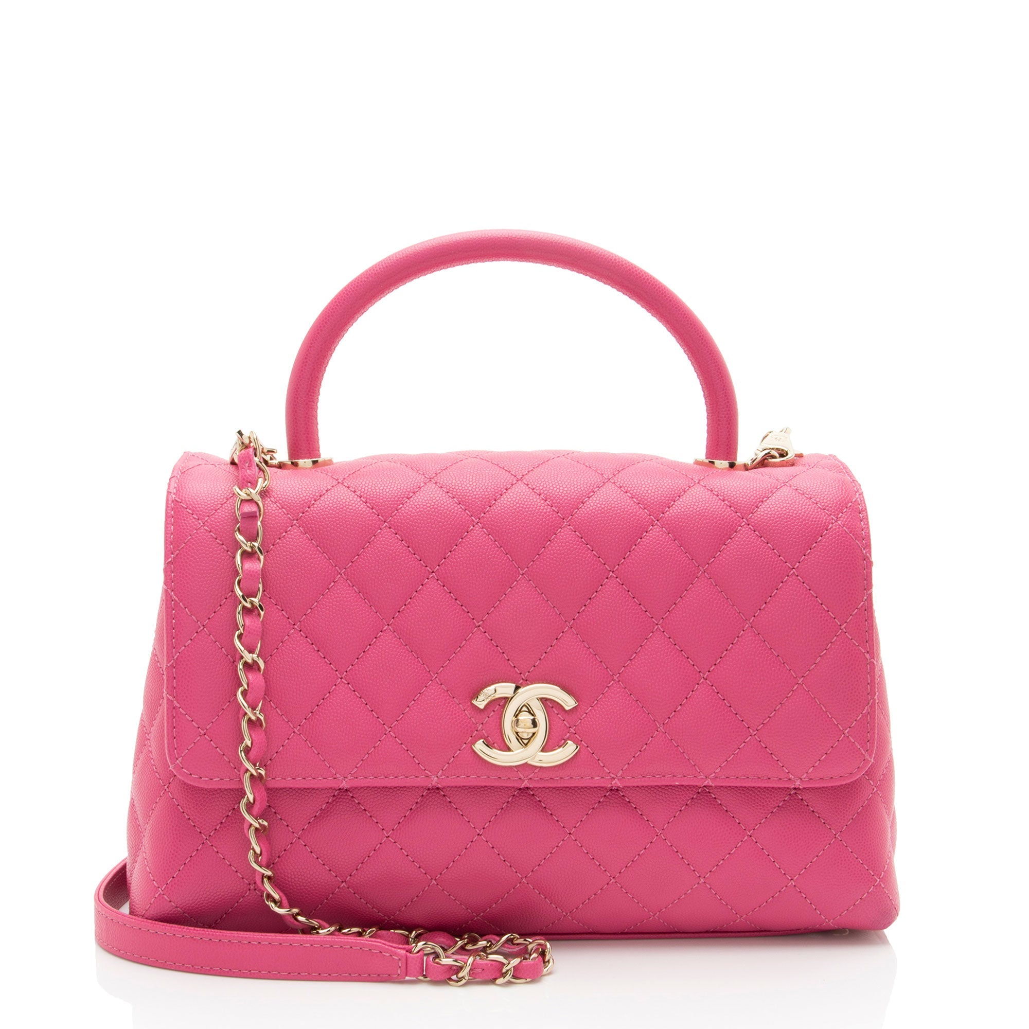 Chanel Caviar Leather Coco Top Handle Small Flap Bag